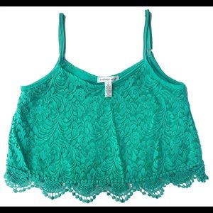 Teal knitted crop top tank